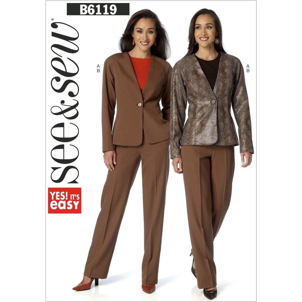 Butterick See and Sew Sewing Pattern 6119 Jacket Coat Pants Misses Size 6-22